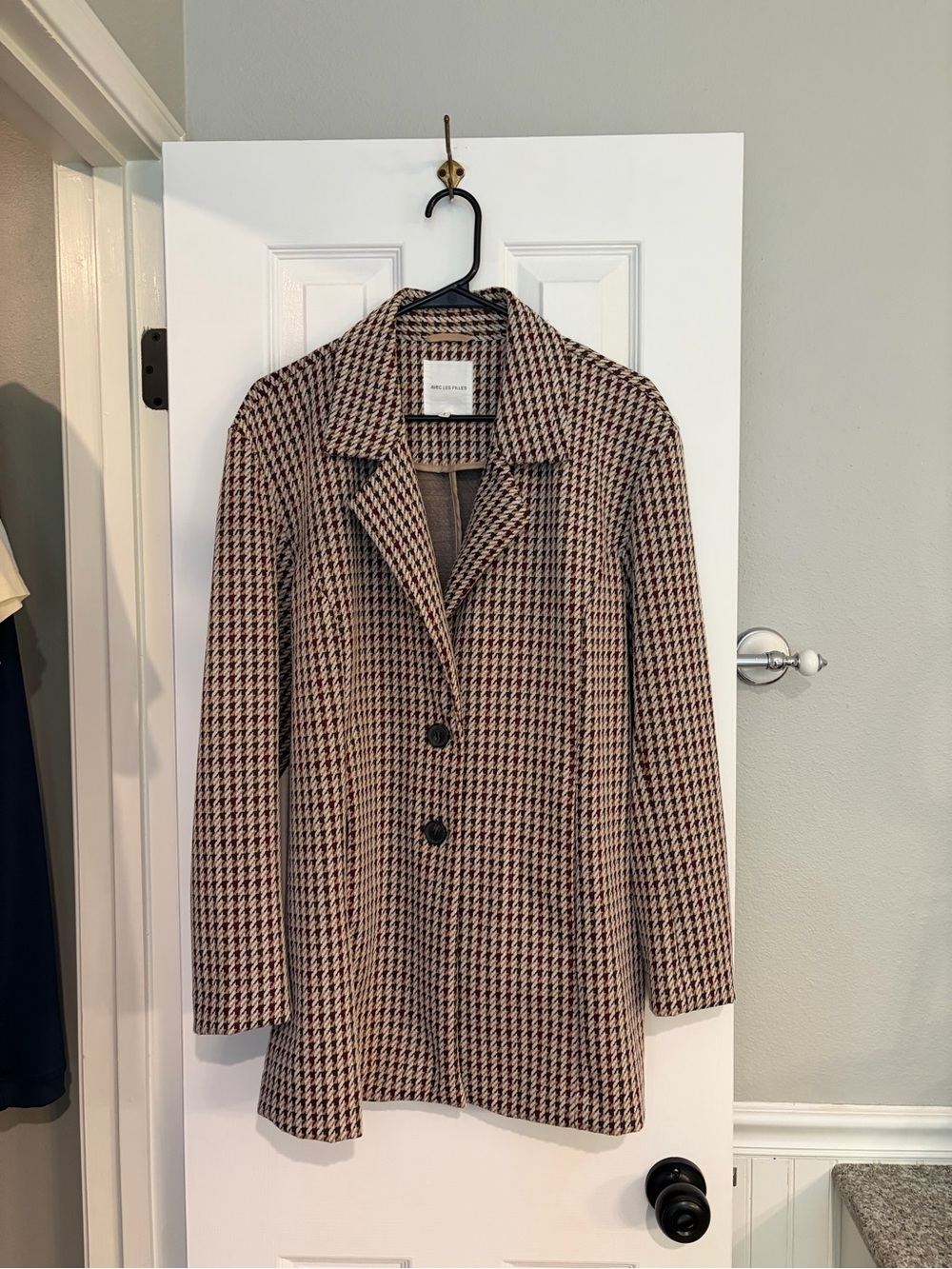 Avec Les Filles Heritage Houndstooth Blazer Coat Large